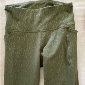 Olive green faint cheetah print leggings